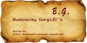 Budinszky Gorgiás névjegykártya